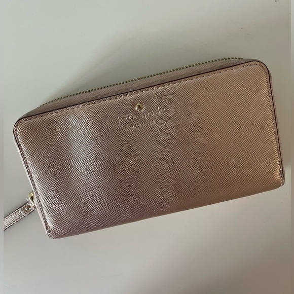 KATE SPADE NEW YORK Rose Gold Metallic Sparkly Zippy Wallet - Picture 2 of 11